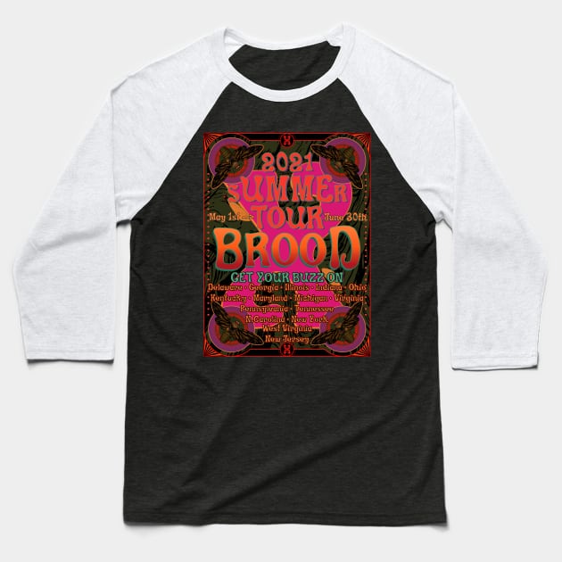 Brood X 2021 Summer Tour Baseball T-Shirt by SunGraphicsLab